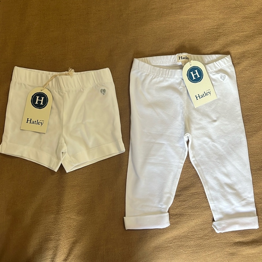 NWT Hatley white shorts & leggings 4T never worn